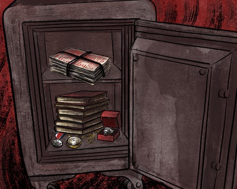 vault safe papers manuscript books medal ring pocketwatch