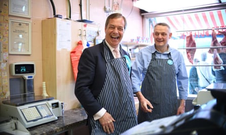 Brexit party leader Nigel Farage campaigning in South Ockendon.