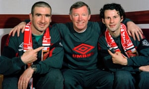 Alex Ferguson With Eric Cantona and Ryan Giggs in 1996.