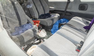 The inside of Johnson's car.