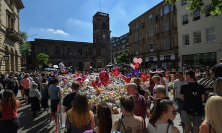Tributes in St Ann’s Square, Manchester.