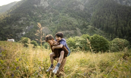 Urbanite Pietro (Lupo Barbiero) and shepherd kid Bruno (Cristiano Sassella).