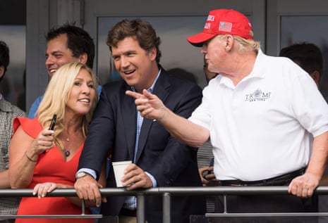 In 2022, then Congresswoman Majorie Taylor Greene joined then Fox News host Tucker Carlson and then former President Donald Trump to watch a Saudi-backed golf tournament at Trump’s New Jersey golf course.