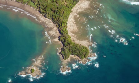 Aerial photo of Costa Rica Pacific Coast near Uvita.