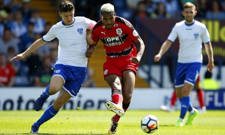 The pre-season form of the striker Steve Mounié, right, an £11.5m signing, has been encouraging for Huddersfield.