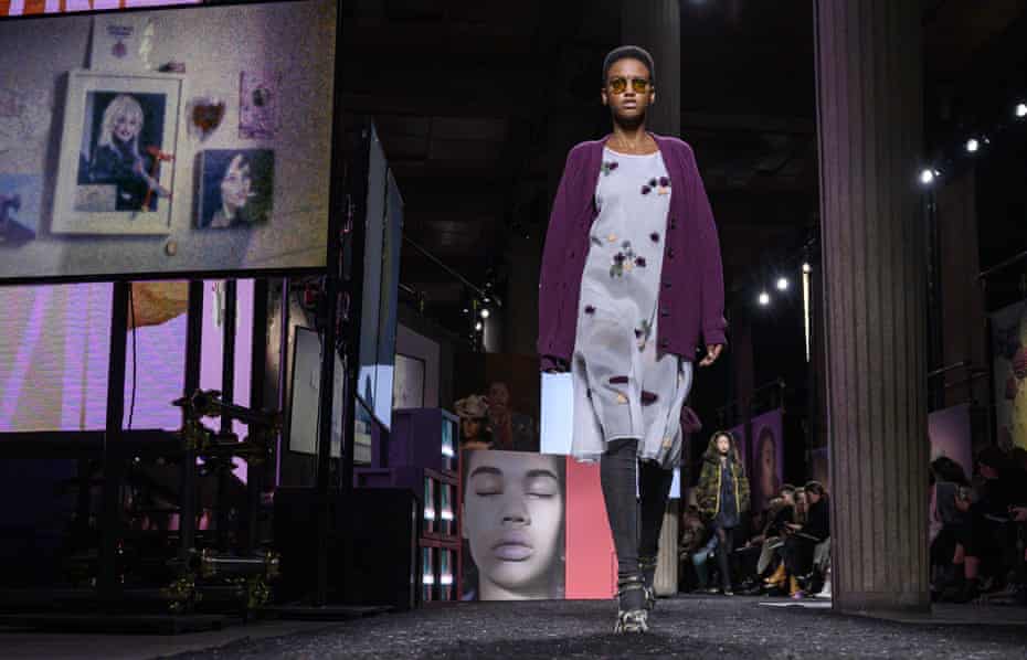 A model walks the runway during the Miu Miu show as part of the Paris fashion week