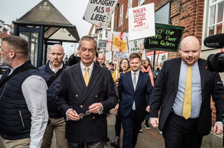 Protesters out at one of Farage’s campaign stops in Felixstowe, 23 March.