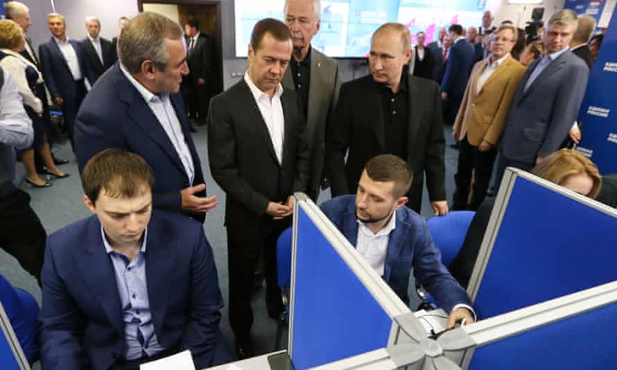 President Putin visits United Russia’s campaign headquarters in Moscow during the recent parliamentary election.