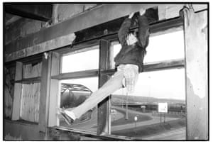 Children playing in the remains of the Robin Adair pub, Scotswood Road, 1989.