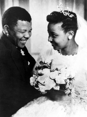 Winnie Mandela on her wedding day with Nelson Mandela