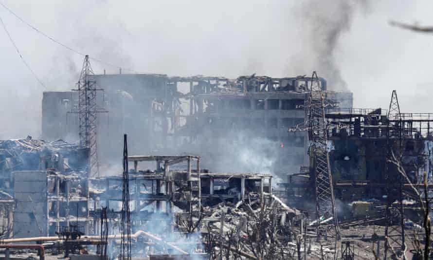 The destroyed facilities of the Azovstal Iron and Steel Works in Mariupol.