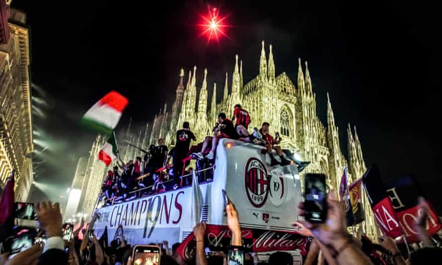 Milan celebrate their Serie A title last month