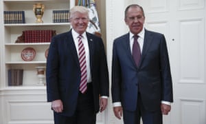 Donald Trump poses with Russian foreign minister Sergey Lavrov during their meeting at the White House on 10 May.