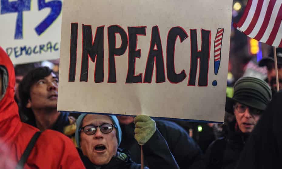 Anti-Trump protesters gather in New York to call for his impeachment, in December 2019.