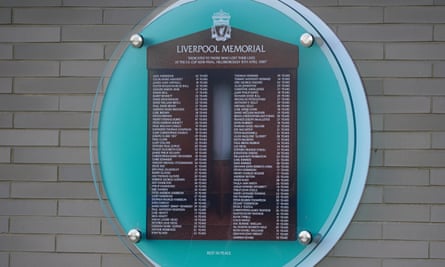 The Hillsborough memorial at the club’s training facility featuring all 97 names.