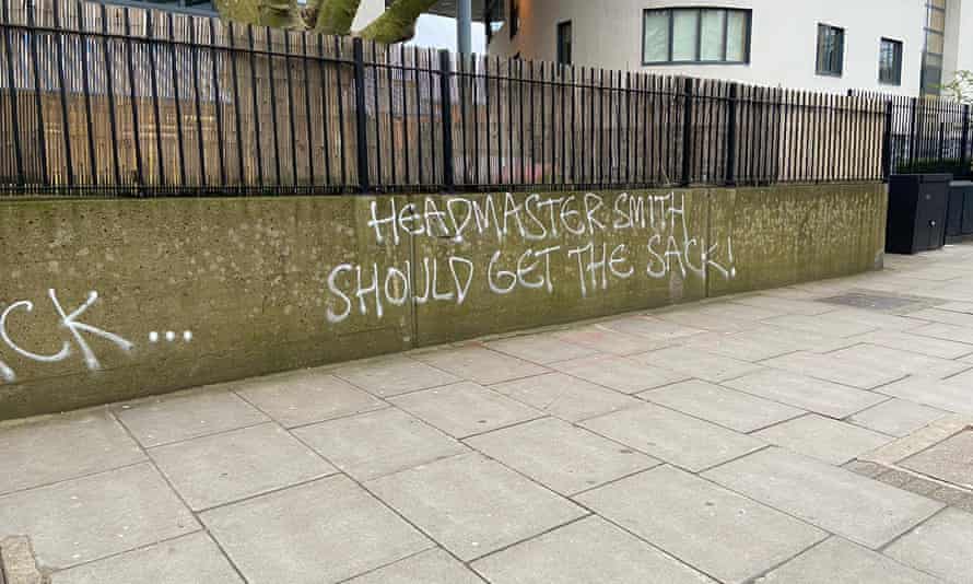 Graffiti outside Pimlico academy.