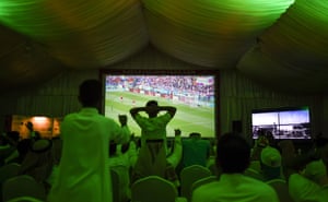 The Saudi fans in Riyadh cheer on their team