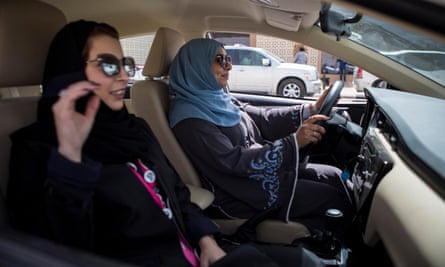 Saudi women driving after restrictions were lifted last year