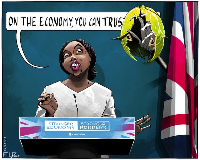 Ella Baron on Kemi Badenoch and Tory economic credibility – cartoon