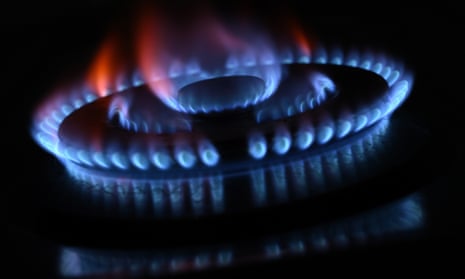 A gas stove burning