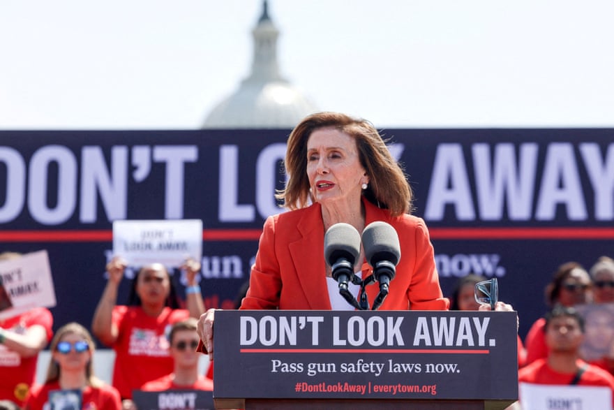 House speaker Nancy Pelosi at a gun violence prevention rally outside the US Capitol on Wednesday.