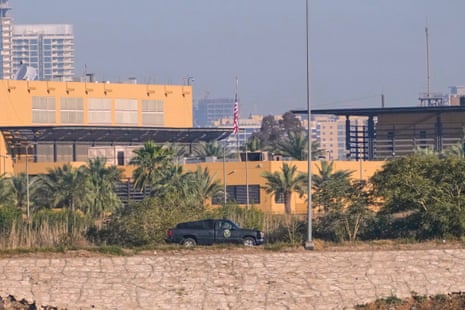 The US embassy is seen across the Tigris River in Baghdad in March.