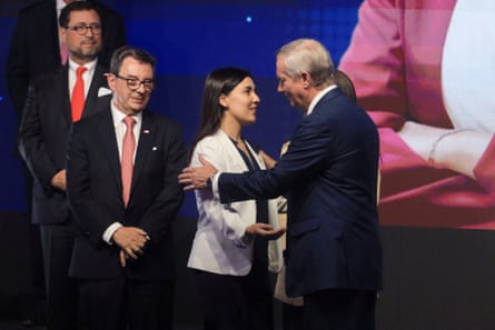 Kast greeting Judith Márin as he named her women and gender equality minister in January.