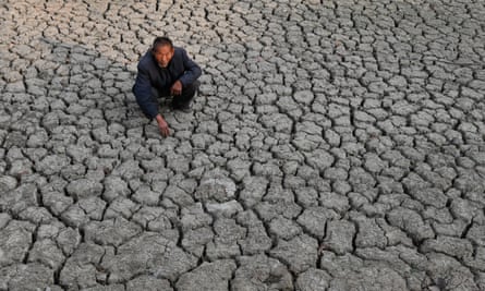 A dried pond in drought-stricken Fuyang, Anhui province, eastern China in October 2019.