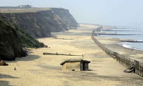 A second world war pillbox which used to be on top of the cliffs now sits on the beach at Happisburgh, North Norfolk.