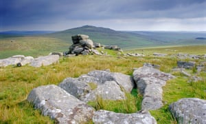Tor and boulders on Bodmin moor, Cornwall, UK.