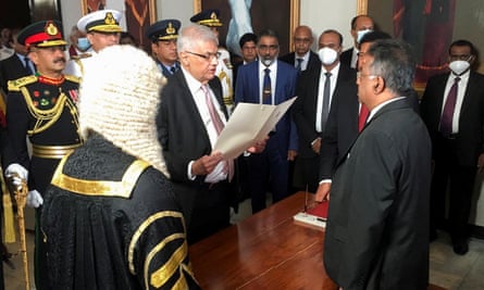 Ranil Wickremesinghe is sworn in as the new president of Sri Lanka on Thursday.