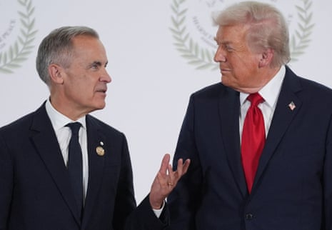 Donald Trump and Mark Carney talking to each other