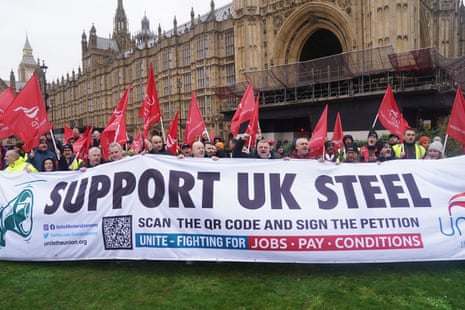 Steel crisisWorkers from Tata's Port Talbot steelworks gather at College Green, in Westminster, London, following the announcement last week that Tata is planning to close blast furnaces at the country's biggest steel plant in South Wales. The move will lead to the loss of up to 2,800 jobs, and more in firms which supply the plant with goods and services. Picture date: Tuesday January 23, 2024. PA Photo. See PA story POLITICS Steel. Photo credit should read: Lucy North/PA Wire