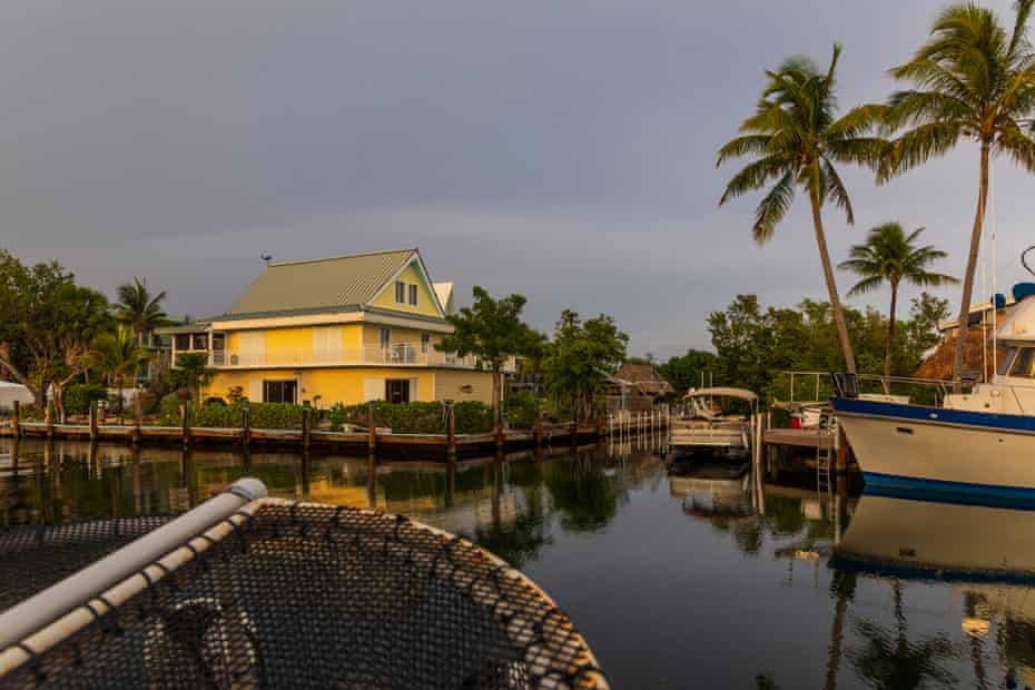 Homes on a canal that frequently gets flooded, in Key Largo on Monday.