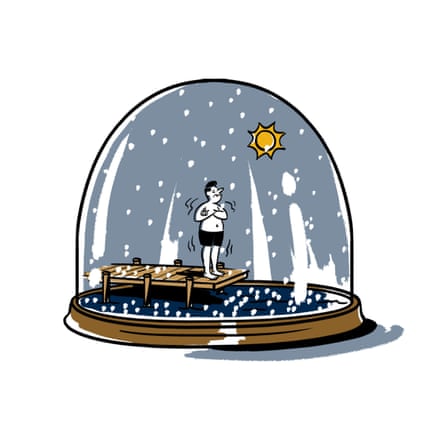 Illustration of a Canadian in a snow globe
