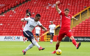 Rangers’ Alfredo Morelos shoots.
