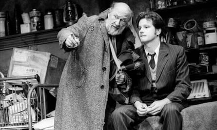 Pipe-dreamers … Donald Pleasence as Davies and Colin Firth as Aston in The Caretaker by Harold Pinter at the Comedy theatre, London, in 1991.