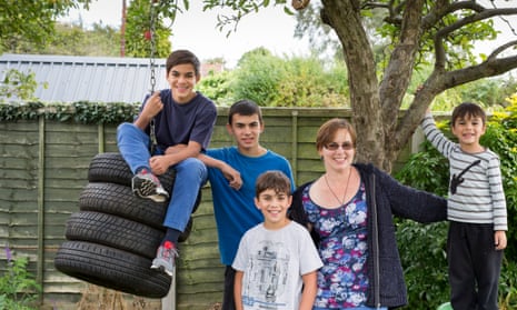Alice Khimasia with sons (from left) Josiah, 13, Elias, 14, Noah, 10 and Zephan, four. She is ‘unschooling’ her children at home in Coventry.