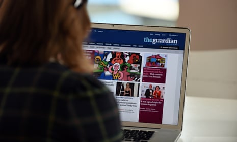 Woman browsing Guardian website
