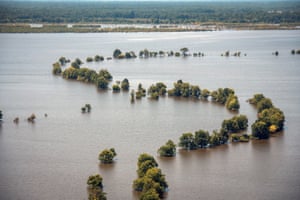 Farmland in the lower Mississippi Delta remains submerged in floodwater.