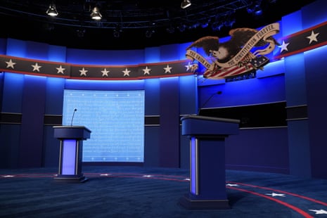 An empty debate stage.
