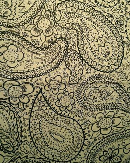 paisley floral doodle with black biro
