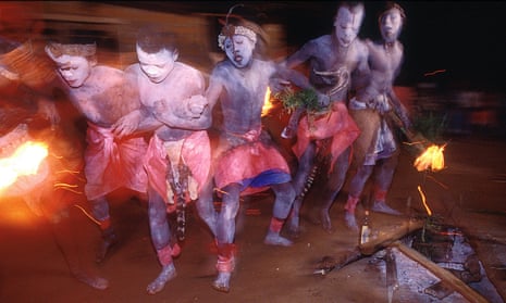 Rite of passage: young men in Gabon perform a bwiti initiation dance, during which ibogaine is taken.