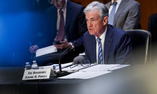 Jerome Powell testifies on Capitol Hill in Washington DC on Wednesday.