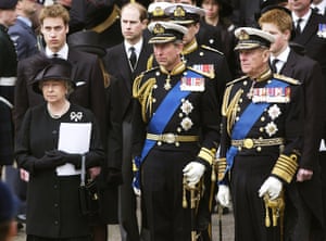 2002: the royal family attend the Queen Mother’s funeral at Westminster Abbey