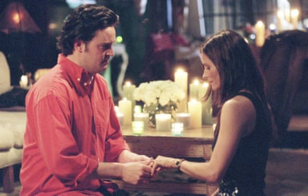 Chandler Bing proposes to Monica Geller in Friends.