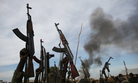 Rebel fighters in South Sudan.