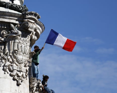 Protesters gather for a national day of protests over school conditions by high school students and members of education unions, at Place de la Republique in Paris.