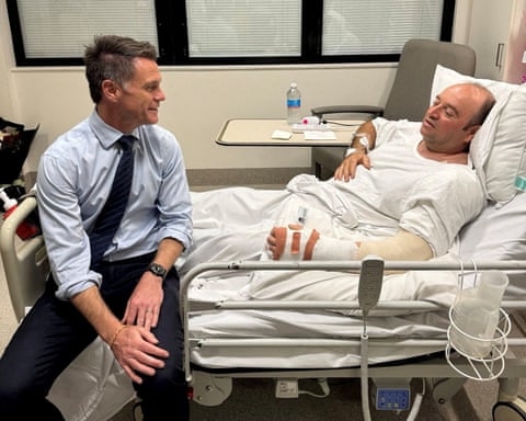 Ahmed al-Ahmed and NSW premier Chris Minns in hospital