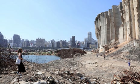 The site of last year’s port blast in Beirut, where the stench of rats seeps up from piles of rotting grain.